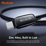 Cablu Mcdodo (CA-0100), with Auto Brightness Adjustment, USB-C to USB-C, 100W, 5A, 1.2m, Negru