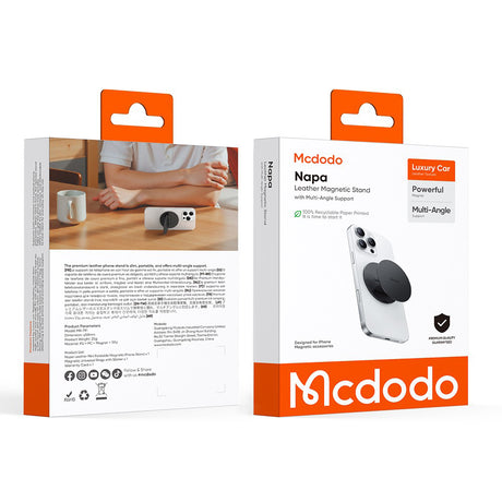 Suport Mcdodo Foldable Magnetic Phone Stand (MR-7910), with Multi-Angle Support, Leather, Negru