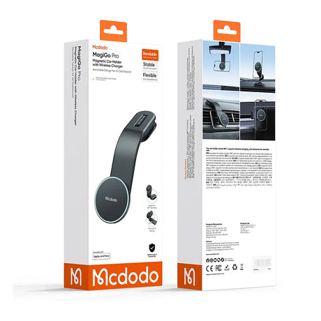 Suport Mcdodo with Wireless Charging (CH-6290), for Dashboard, 15W, Bendable Design, Negru