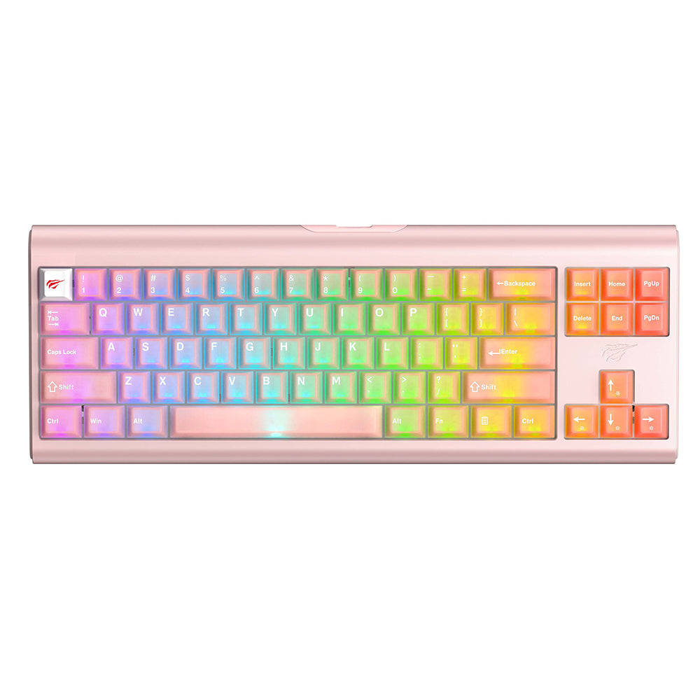 Tastatura/Mouse Havit Gaming Keyboard (KB896L), USB-C, with RGB Lights, 71 Keys, 1.2m, 350mA, 5V, Roz