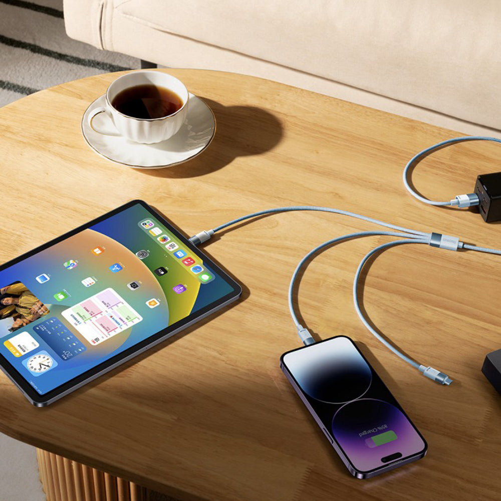 Cablu Baseus StarSpeed (CAXS000017), Fast Charging, USB to Lightning, Micro-USB, USB-C, 5V/3.5A, 1.2m, Albastru