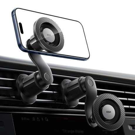 Suport ESR OmniLock (2B52301), for Air Vent, 360°, Magnetic, Shock-absorbing Pad, Pro-level Arm, Negru /Carbon Fiber