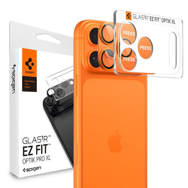 Folie de protectie Spigen Optik.tR EZ Fit Pro XL Camera Glass (AGL10650) compatibil cu iPhone 17 Pro Max, Portocaliu