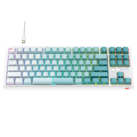 Tastatura/Mouse Havit Gaming Keyboard (KB901L), USB-C, with RGB Lights, 1.8m, 200mA, Alb / Green