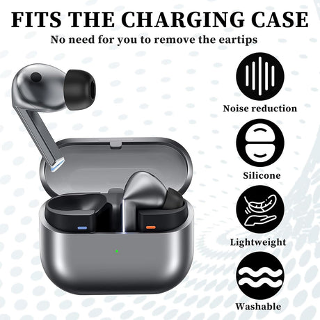 Casti Techsuit (set de 3) Replacement Ear Tips AirVibe (ET3) -for Samsung Galaxy Buds 3 Pro, Premium Silicone S, M, L Sizes, Black