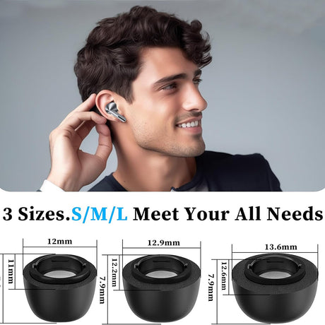Casti Techsuit (set de 3) Replacement Ear Tips AirVibe (ET3) -for Samsung Galaxy Buds 3 Pro, Premium Silicone S, M, L Sizes, Black