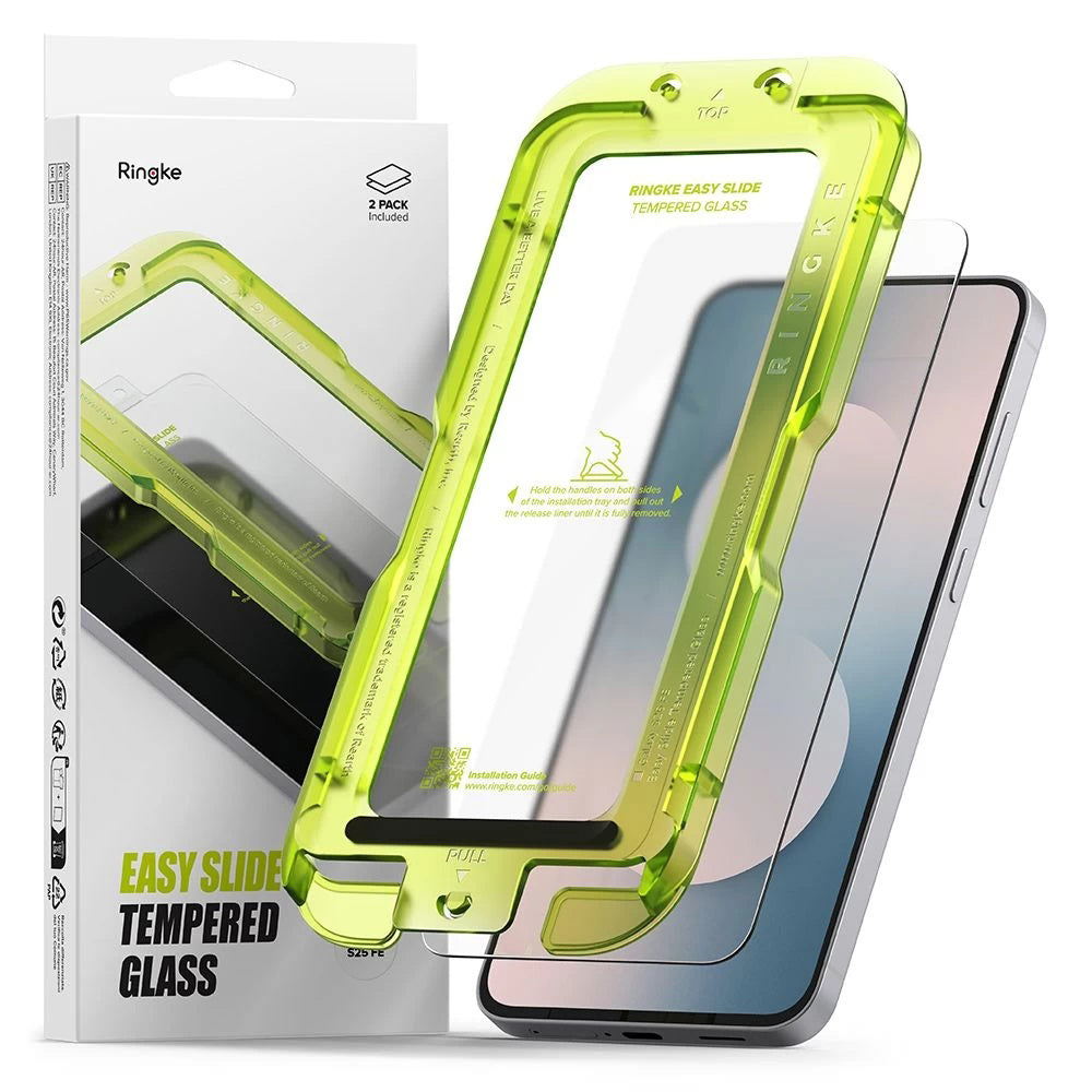 Folie de protectie Ringke Easy Slide Tempered Glass (set de 2) compatibil cu Samsung Galaxy S25 FE, Transparent