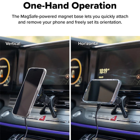 Suport Ringke with Wireless Charging Peltier, Magnetic, Qi2, for Air Vent, 15W, Negru