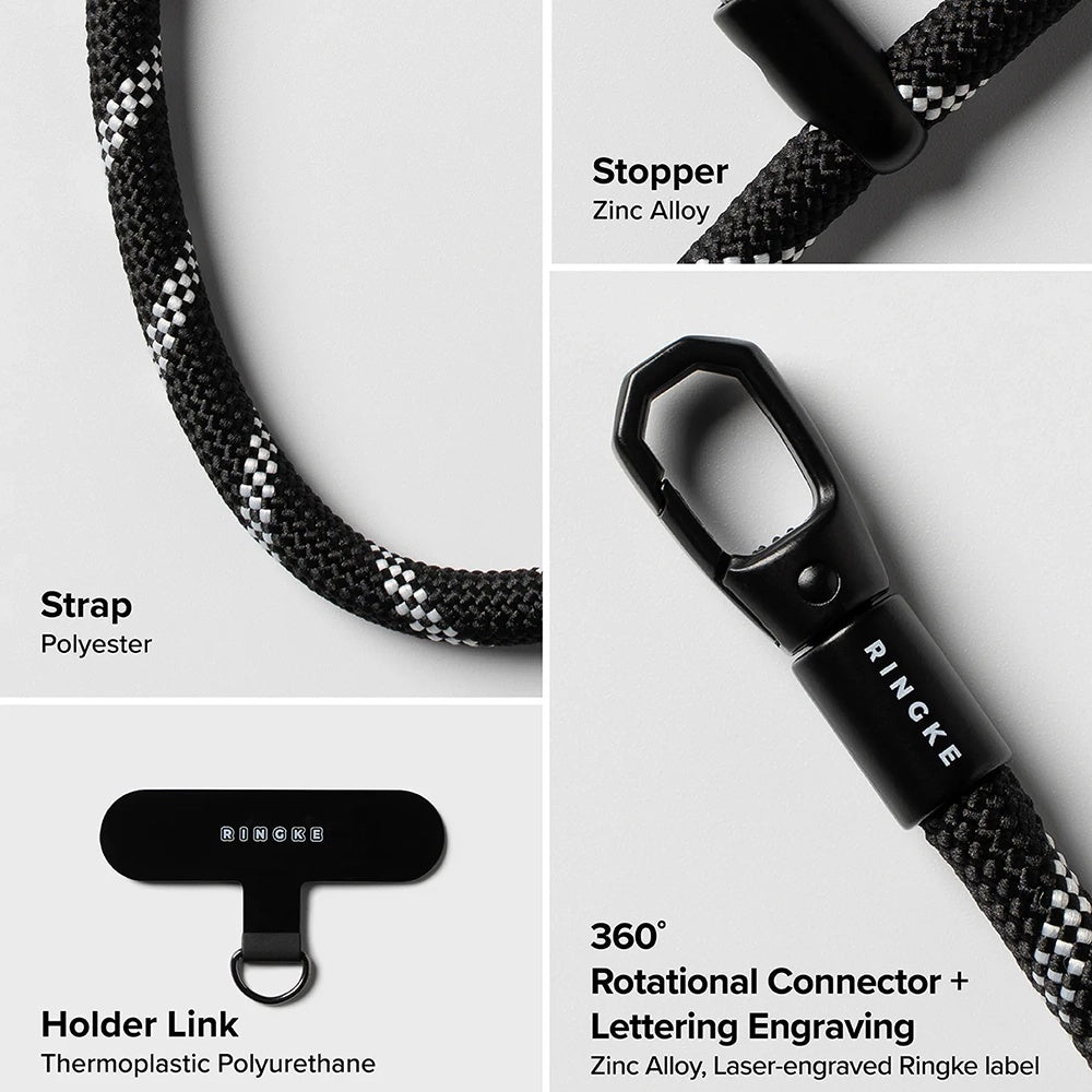 Suport Ringke Universal Hand Strap Link Flow P-Type, Crossbody Lanyard for Phone Cases, Adjustable, Cloud White