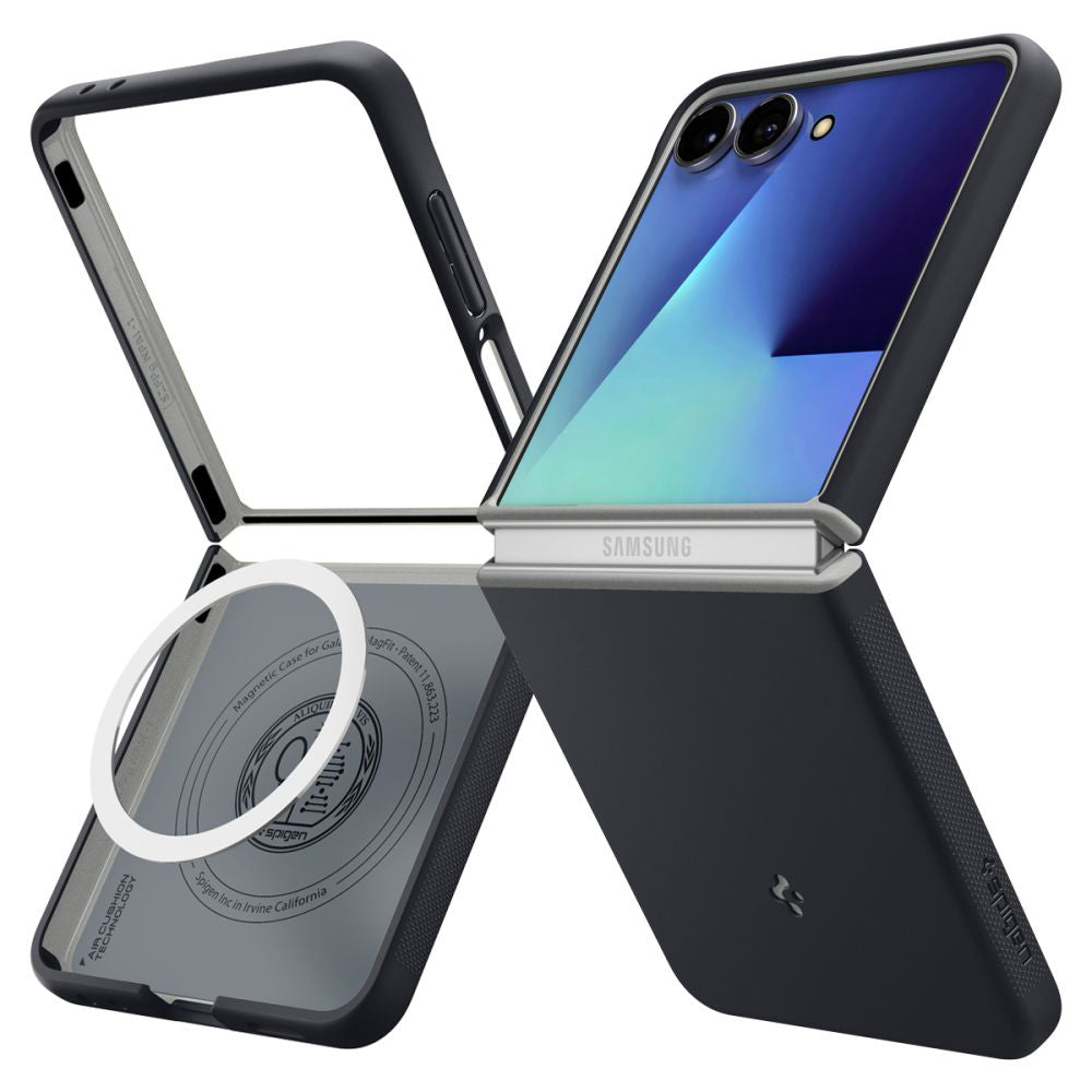 Husa de protectie Spigen Caseology Nano Pop MagSafe (ACS11158) compatibil cu Samsung Galaxy Z Flip7, Negru Sesame