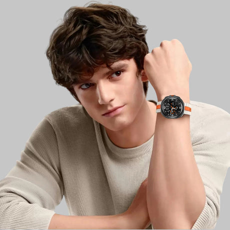 Curea smartwatch Techsuit Watchband (W078) compatibil cu Samsung Galaxy Watch8 40mm/Watch8 44mm/Watch8 Classic, Negru / Orange