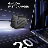 Incarcator Lito (LC13L), with Lightning Cable Included, Type-C, PD20W, GaN, PC Fireproof, EU Plug, Negru