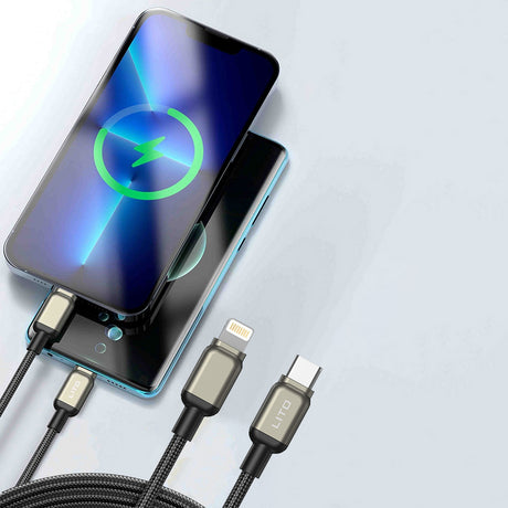 Cablu Lito (LD17), Type-C to Lightning, Fast Charging, Braided Nylon, Negru