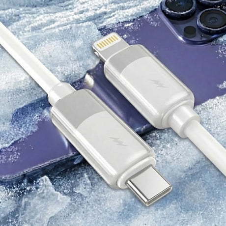Cablu Lito Liquid Silicone (LD07), Type-C to Lightning, Fast Charging, Anti-freeze, Anti-fire, Alb