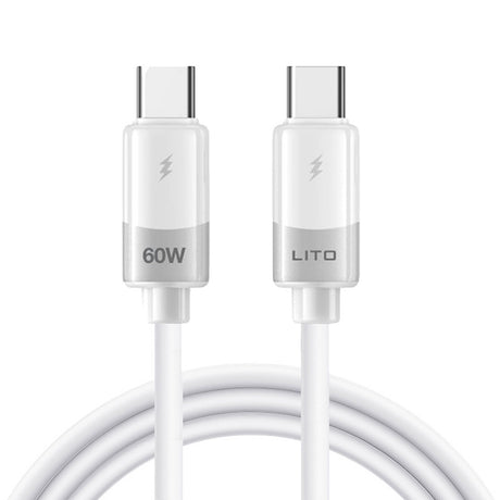 Cablu Lito Liquid Silicone (LD07), Type-C to Type-C, Fast Charging 60W, Anti-freeze, Anti-fire, Alb