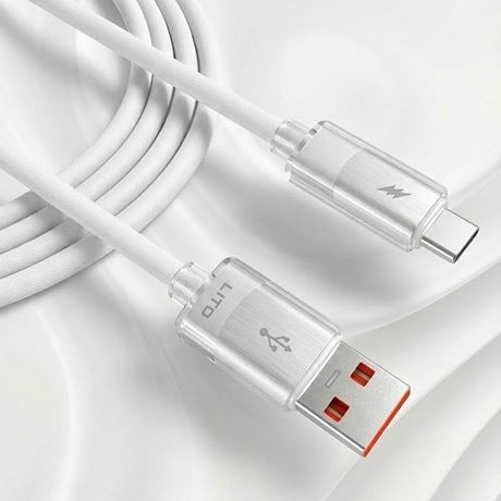 Cablu Lito Liquid Silicone (LD07), USB to Type-C, Fast Charging, Anti-freeze, Anti-fire, Alb