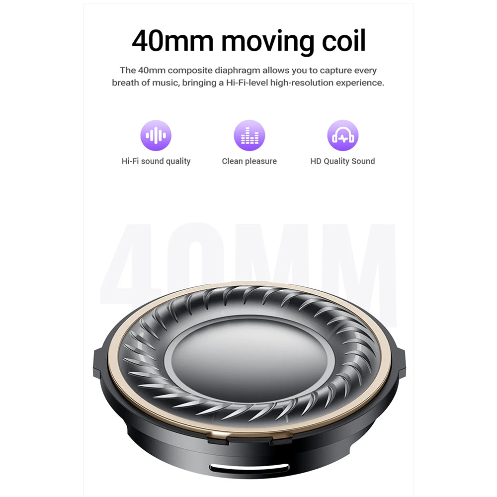Casti Acefast Wireless Headset (H8), Type-C, Bluetooth 5.4, ANC Mode, Hybrid Noise Reduction, 500mAh, Professional HiFi, Auriu
