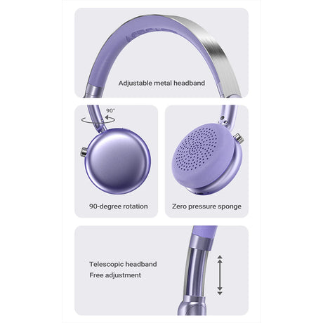 Casti Acefast Wireless Headset (H8), Type-C, Bluetooth 5.4, ANC Mode, Hybrid Noise Reduction, 500mAh, Professional HiFi, Argintiu