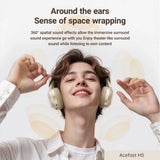 Casti Acefast Wireless Headset (H5), Type-C, Bluetooth 5.4, ANC, Noise Reduction, 3D Sense, 500mAh, Professional Hi-Fi, Alb