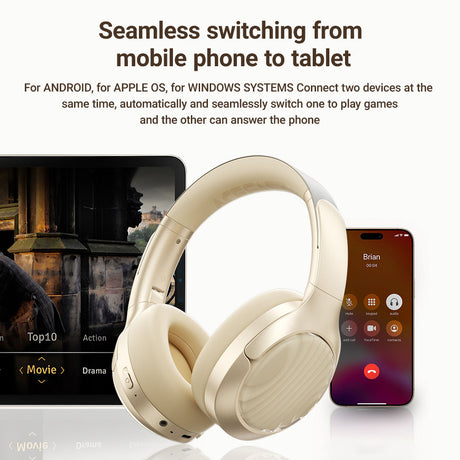 Casti Acefast Wireless Headset (H5), Type-C, Bluetooth 5.4, ANC, Noise Reduction, 3D Sense, 500mAh, Professional Hi-Fi, Alb