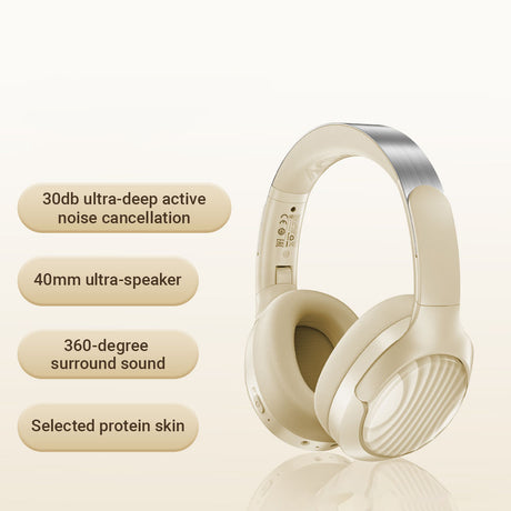 Casti Acefast Wireless Headset (H5), Type-C, Bluetooth 5.4, ANC, Noise Reduction, 3D Sense, 500mAh, Professional Hi-Fi, Alb