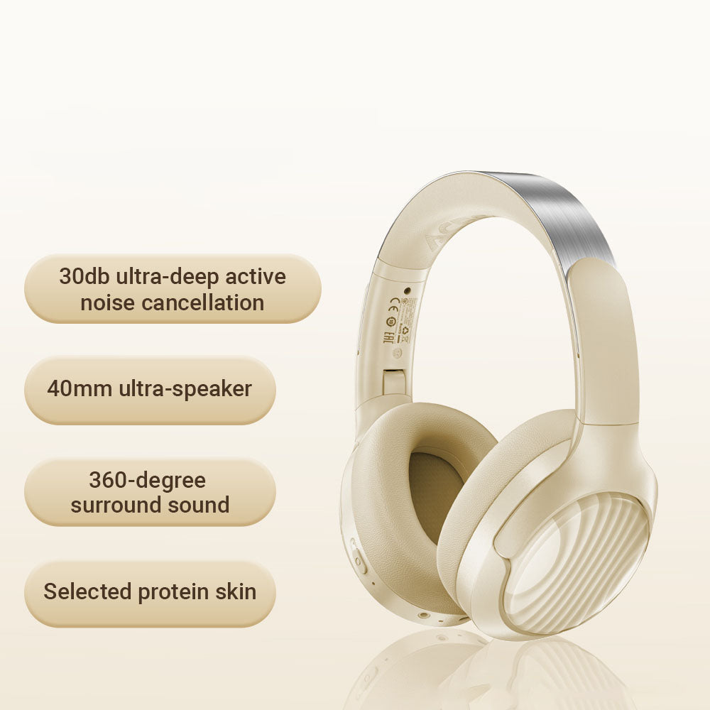 Casti Acefast Wireless Headset (H5), Type-C, Bluetooth 5.4, ANC, Noise Reduction, 3D Sense, 500mAh, Professional Hi-Fi, Negru