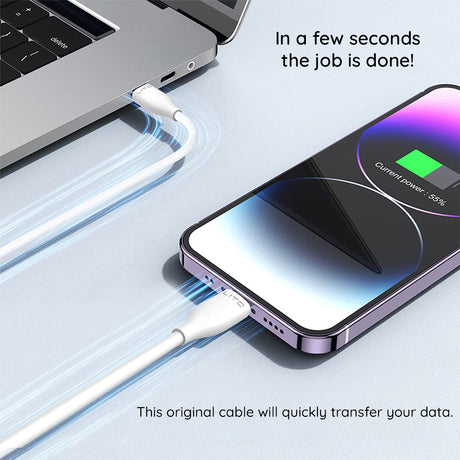 Cablu Lito Liquid Silicone (LD03), Type-C to Type-C, Fast Charging, 60W, 1m, Alb