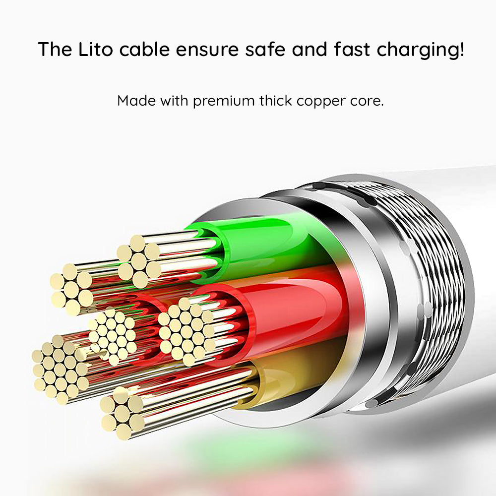 Cablu Lito Liquid Silicone (LD03), Type-C to Type-C, Fast Charging, 60W, 1m, Alb