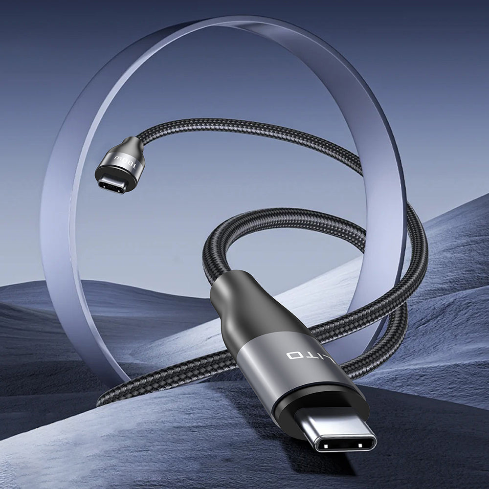 Cablu Lito (LD23CC), Type-C to Type-C, Fast Charging, Braided Nylon, 100W, 480Mbps, 1m, Gri