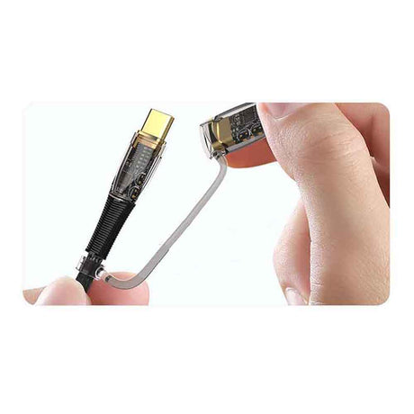 Cablu Lito Transparent 2in1 (LD12), Type-C to Type-C, Lightning, Fast Charge, Braided, Anti-oxidant, Negru