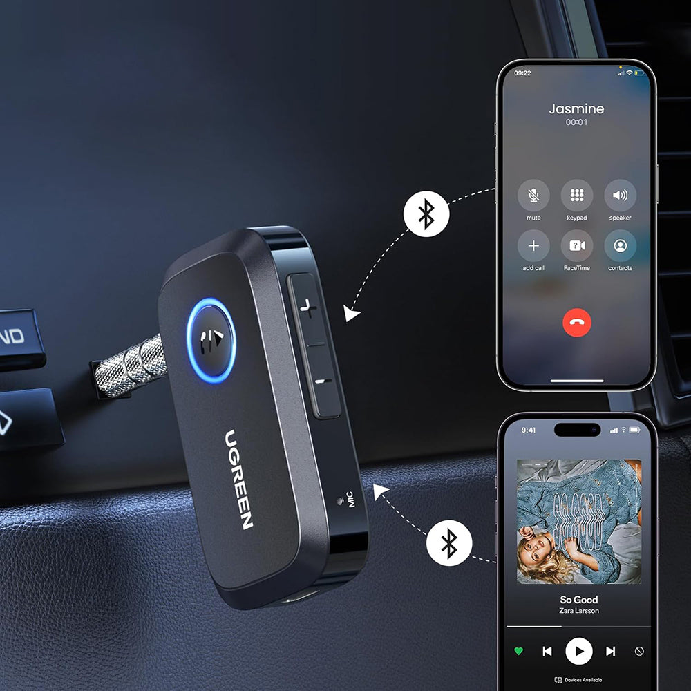 Gadget Ugreen Audio Receiver CM596 (90748), Jack 3.5mm, Bluetooth, Noise Reduction, with 1x USB-C Cable, 1x Audio Cable, Negru