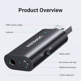 Adaptor Bluetooth Auxiliar USB, Jack, TX/RX Mode, BT5.1 + Cablu Jack - Ugreen CM523 (60300) - Black