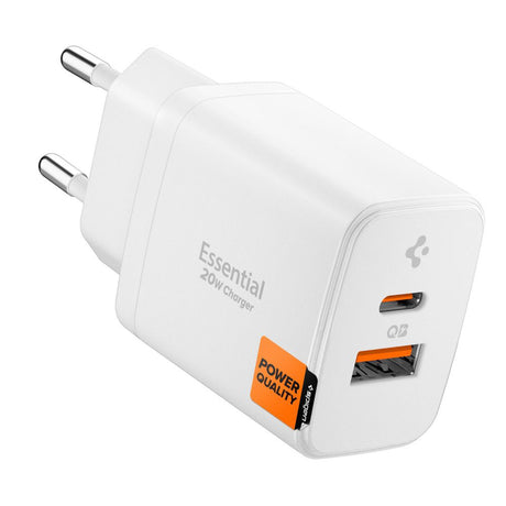 Incarcator Spigen Essential EE202EU (ACH08704), USB, Type-C, Fast Charging, Quantum Boost, 20W, Alb