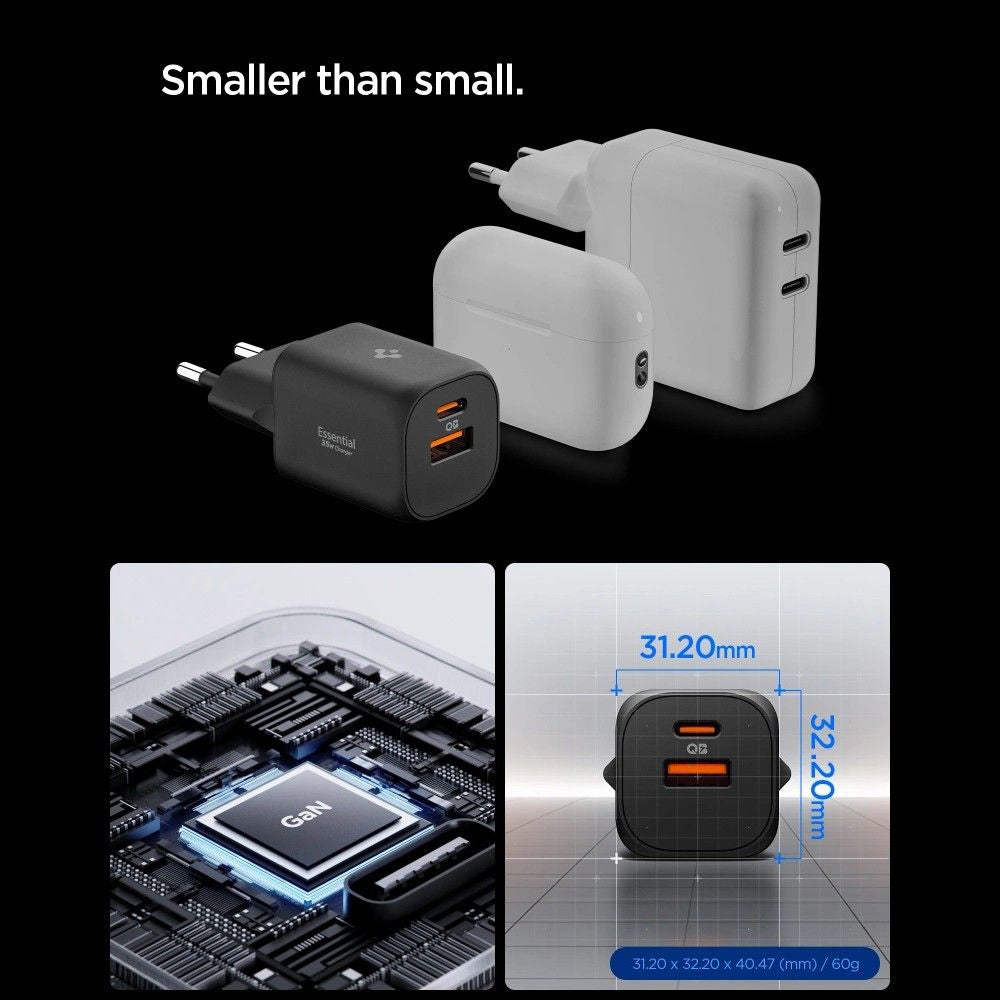 Incarcator Spigen Essential EE352EU (ACH09462), USB, Type-C, Fast Charging, Quantum Boost, 35W, Alb