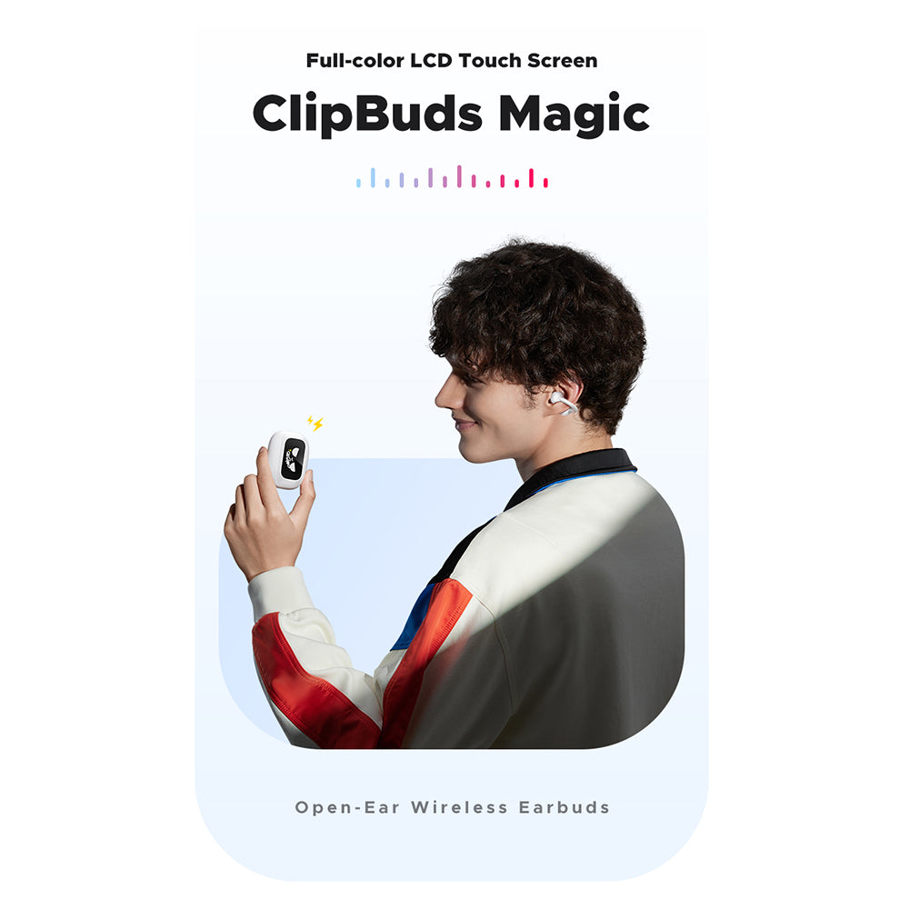 Casti Ugreen HiTune S6 ClipBuds Magic WS208 (55136), with Display, Bluetooth 5.4, Noise Reduction, Low Latency, Alb