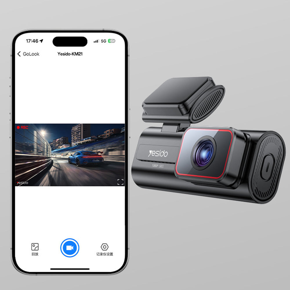 Gadget Yesido Dash Camera (KM21), Full HD 1080p, 145° Angle Range, 1.47" IPS Built-in Screen, Negru