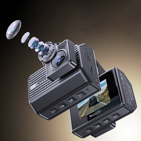 Gadget Yesido Dual Dash Camera (KM15), 2" IPS Display Screen, Front + Rear Dual Recording, G-Sensor, Up to 256GB Storage, Negru