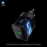 Incarcator Lito (LC24), Type-C, USB Output, PD65W, GaN, PC Fireproof, EU Plug, Negru