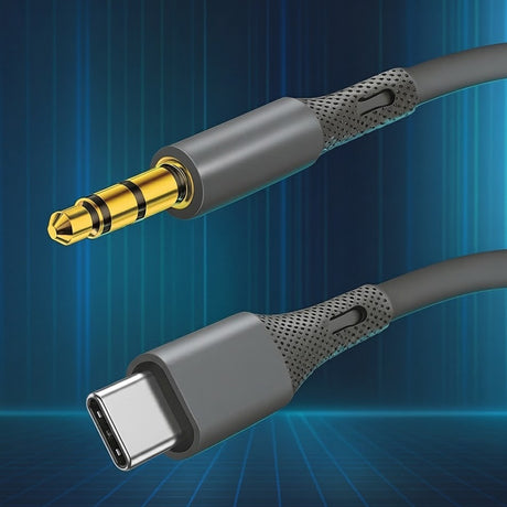 Adaptor Techsuit Premium Cable Adapter SoundFleX (AC4), Type-C to 3.5mm Jack, Hi-Fi Quality, DAC Chip, Silica Gel, 1m, Gri