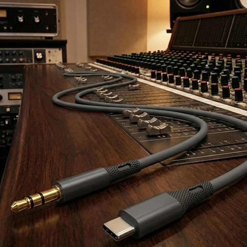 Adaptor Techsuit Premium Cable Adapter SoundFleX (AC4), Type-C to 3.5mm Jack, Hi-Fi Quality, DAC Chip, Silica Gel, 1m, Gri