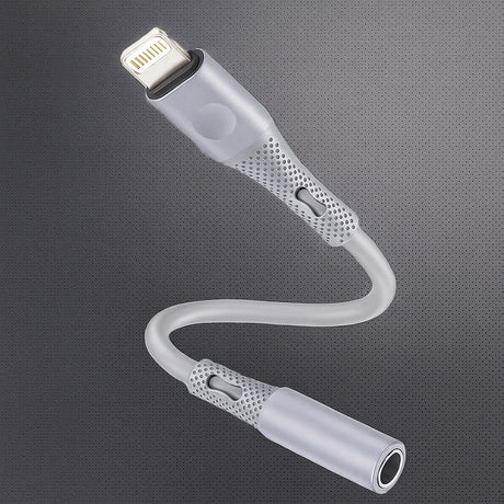Adaptor Techsuit Premium Cable Adapter SoundFleX (AC2), Lightning to 3.5mm Jack, Hi-Fi Quality, Silica Gel, Gri