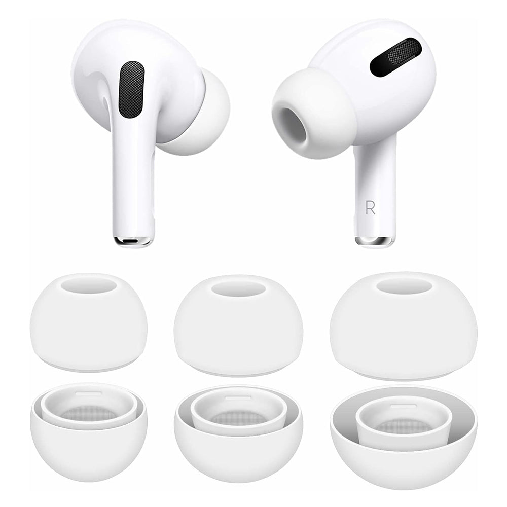 Casti Techsuit (set de 3) Replacement Ear Tips AirVibe (ET2), for Apple AirPods Pro 3, Premium Silicone XS, S, L Sizes, Alb