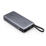 Baterie externa Ugreen PB552 (55995B), Fast Charge, Digital Display, USB, USB-C, Built-In 2x USB-C Cable, 165W, 25000mAh, Gri