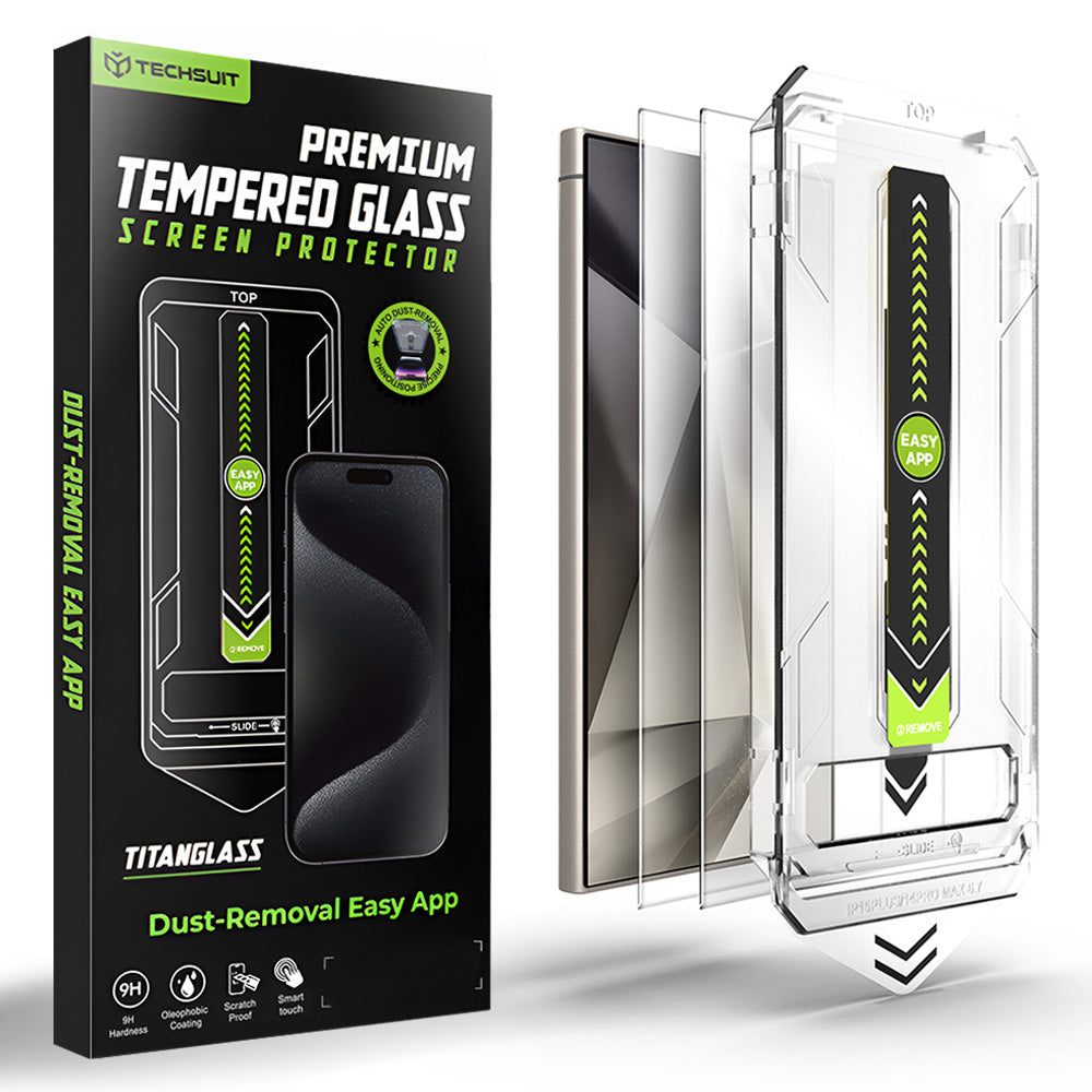 Folie de protectie Techsuit TitanGlass CrystalHD (set de 2) compatibil cu Samsung Galaxy S24 Ultra, Transparent