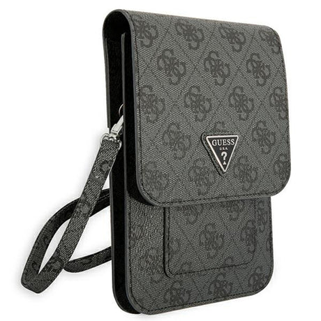 Geanta Guess Universal Phone Pouch Zip Triangle 4G (GUWBP4TMGR), Universal, Adjustable Strap, Eco-Leather, 2 Large, 4 Small Pocket, Negru
