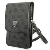Geanta Guess Universal Phone Pouch Zip Triangle 4G (GUWBP4TMGR), Universal, Adjustable Strap, Eco-Leather, 2 Large, 4 Small Pocket, Negru