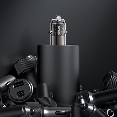 Incarcator Yesido Mini Car (Y69), Dual-Port Type-C, PD30W, Aluminum Alloy, Fast Charging, Negru