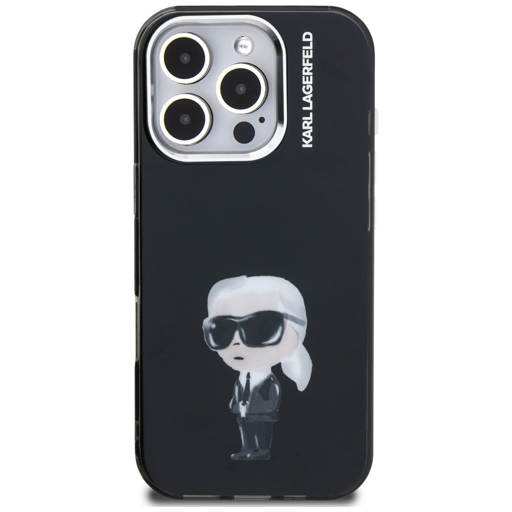 Husa de protectie Karl Lagerfeld IML Aquarelle Karl & Logo MagSafe (KLHCP16XHMKIAQK) compatibil cu iPhone 16 Pro Max, Negru