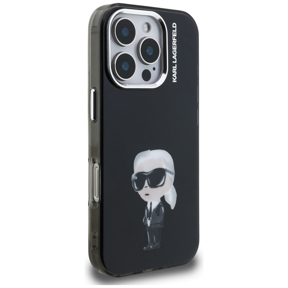 Husa de protectie Karl Lagerfeld IML Aquarelle Karl & Logo MagSafe (KLHCP16XHMKIAQK) compatibil cu iPhone 16 Pro Max, Negru