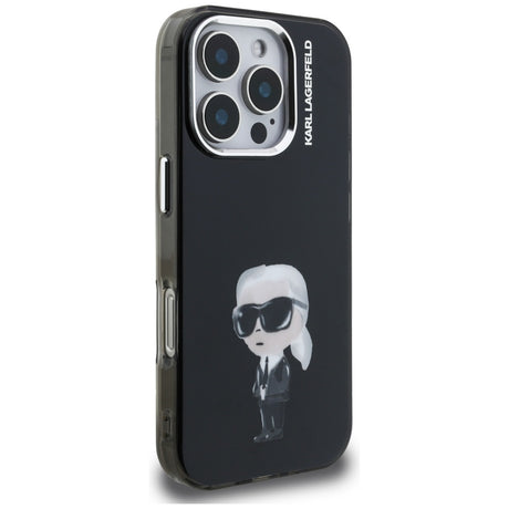 Husa de protectie Karl Lagerfeld IML Aquarelle Karl & Logo MagSafe (KLHCP16XHMKIAQK) compatibil cu iPhone 16 Pro Max, Negru